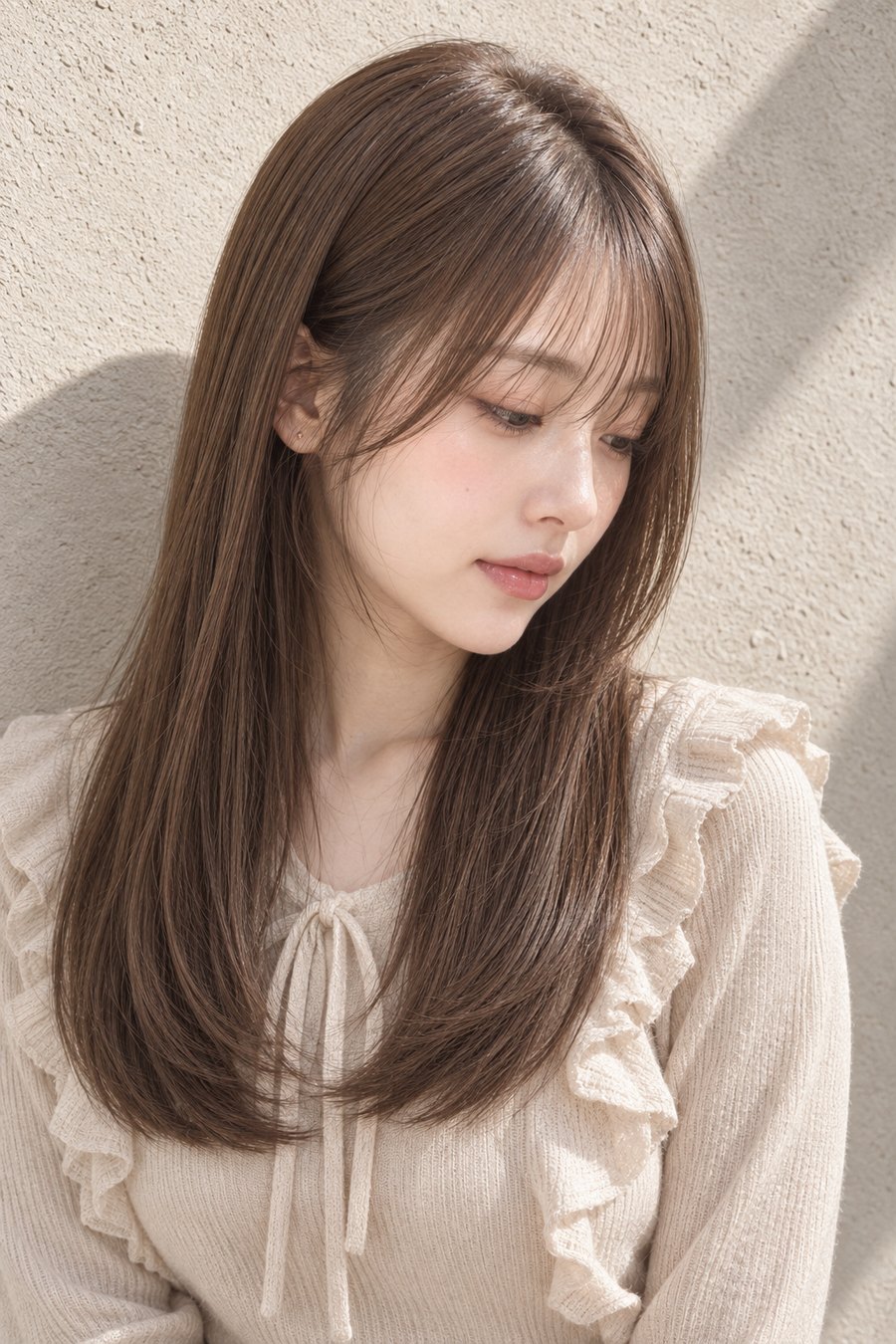 シースルーバング×ミディアムロングで福島の秋を軽やかに