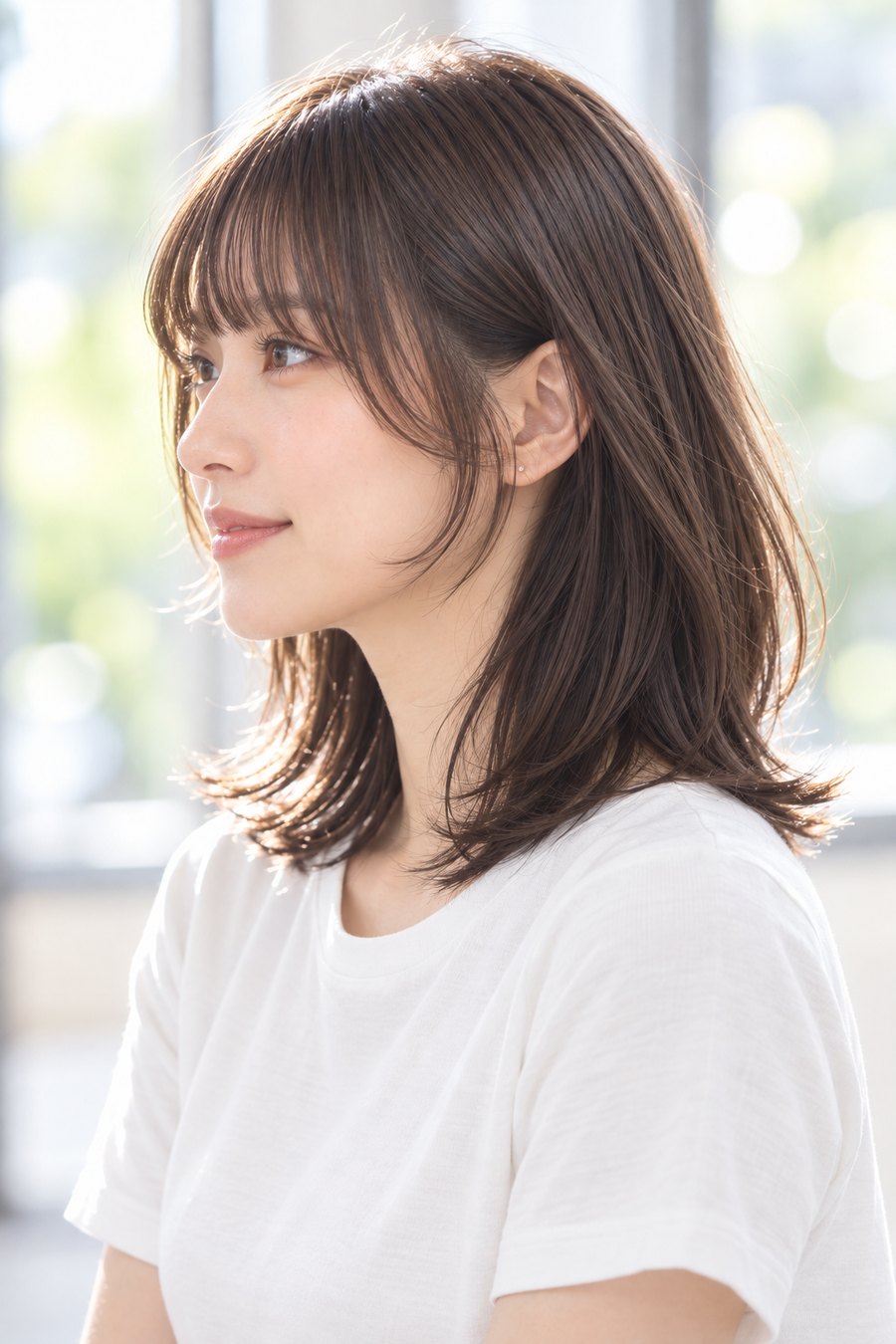 髪質改善艶セミロング厚めバング