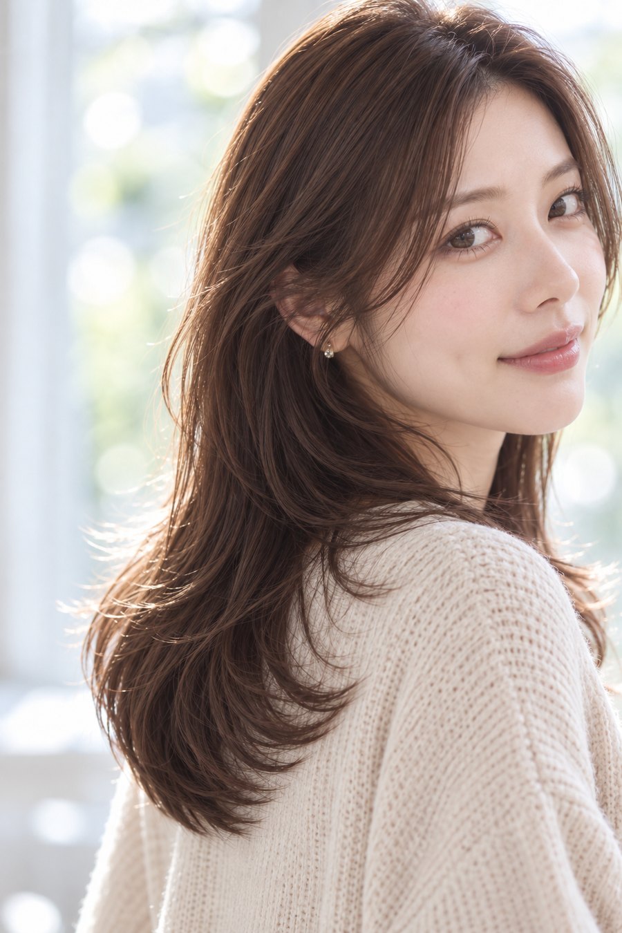 艶髪ロングくびれ前髪なしショコラ
