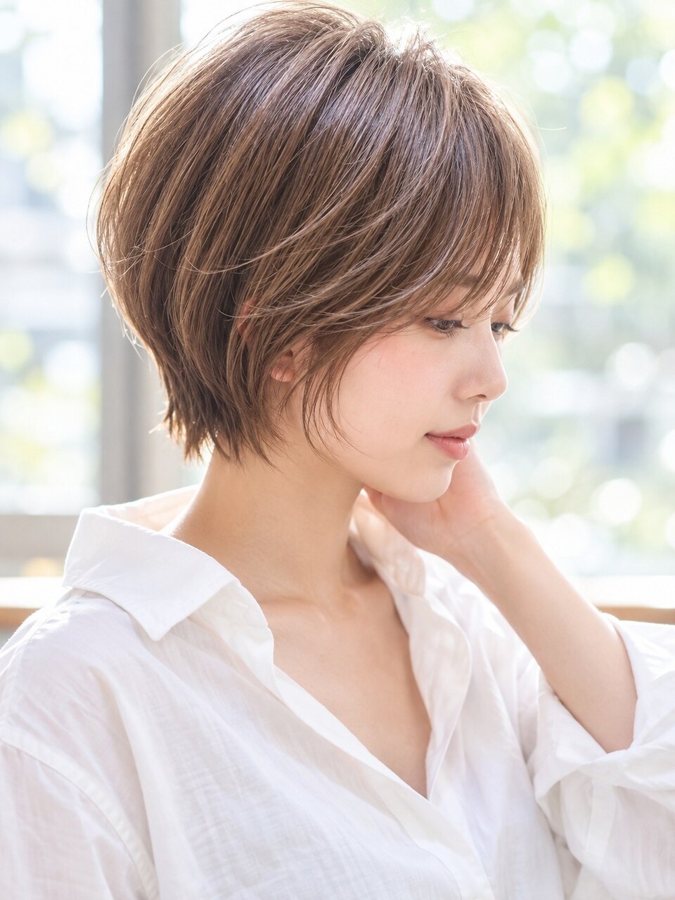 横顔美人ショートボブ（正面）