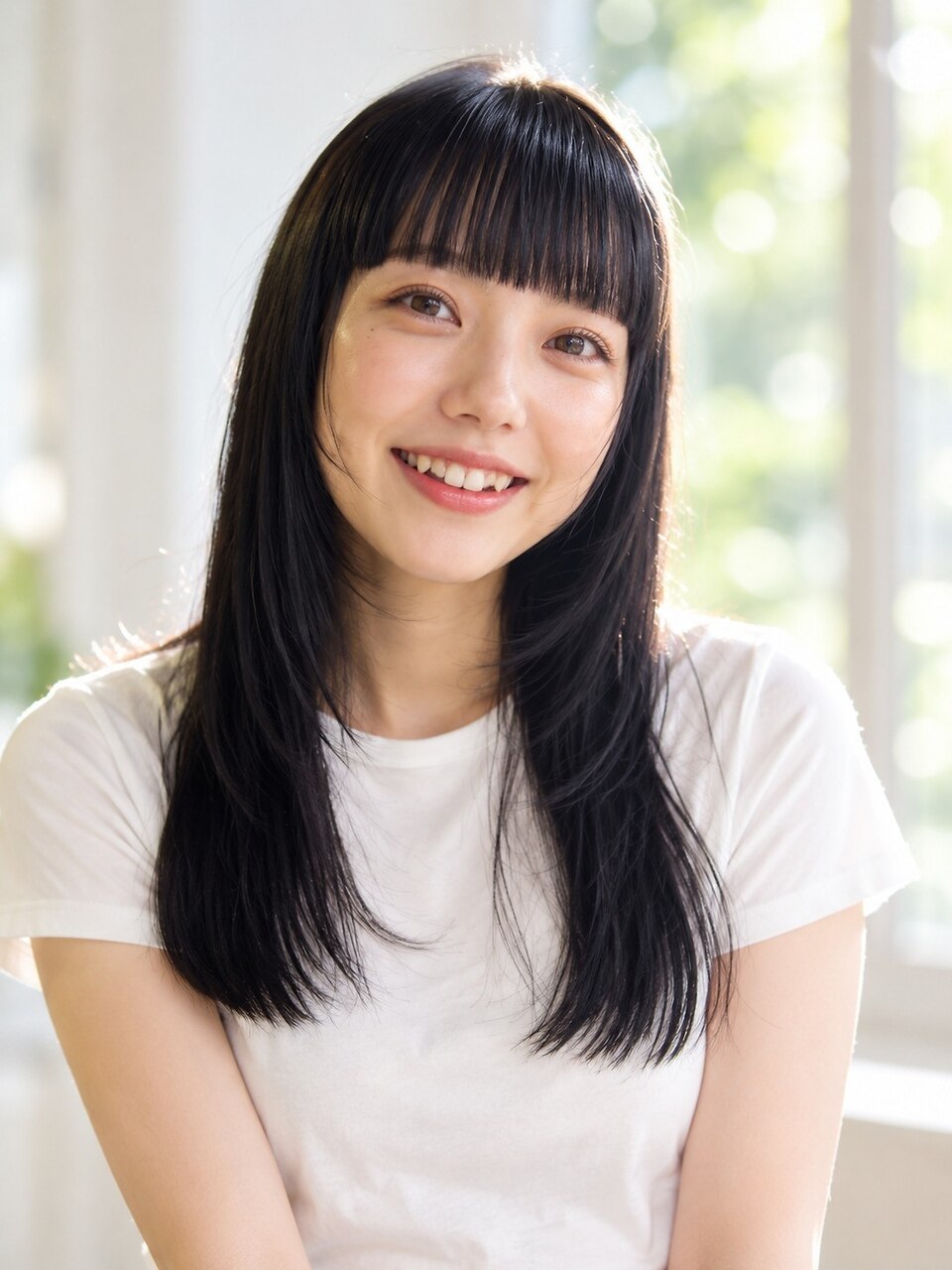 黒髪ストレートロング×ぱっつん前髪